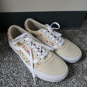 Vans Women's Floral Canvas Sneakers - Cream